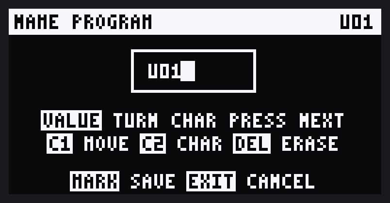 NAME PROGRAM: U01 with the cursor after it