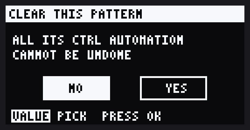 CLEAR THIS PATTERN? with NO and YES
