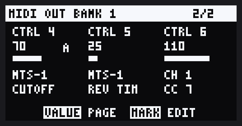 MIDI page 2/2: CTRL 4 to 6